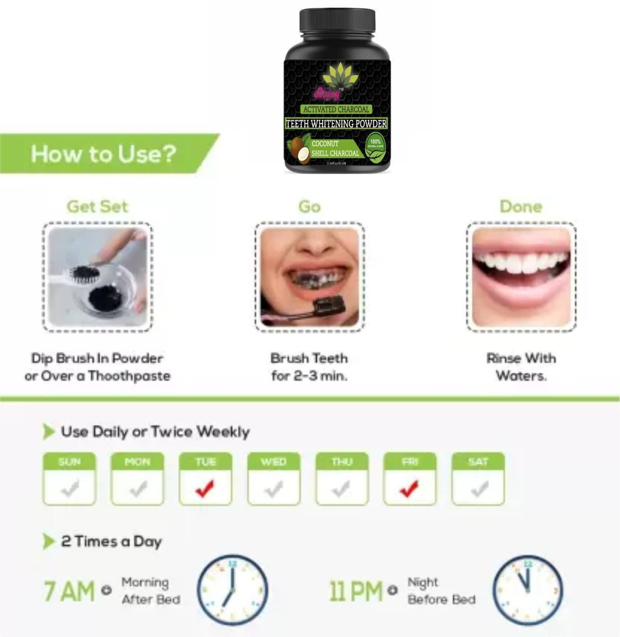 Bejoy Activated Charcoal Teeth Whitening Powder-80gm Each (Pack Of 1)