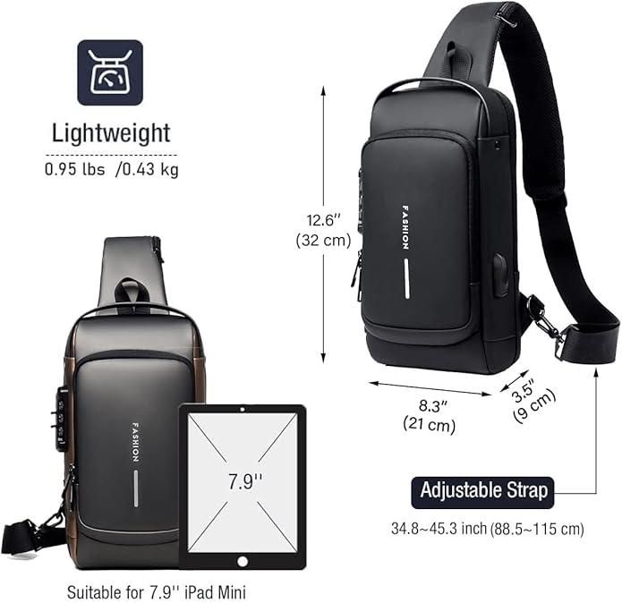 Sling Bag for Men & Women with USB charging
