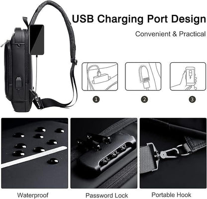 Sling Bag for Men & Women with USB charging