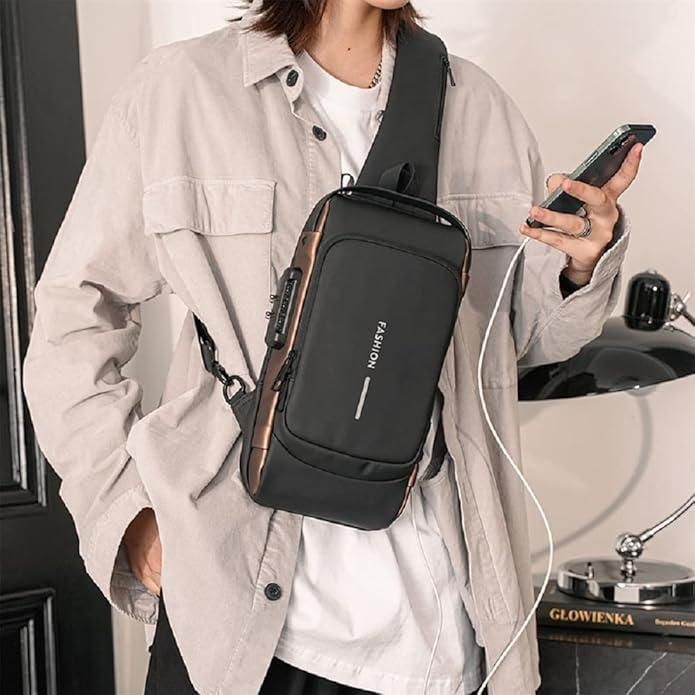 Sling Bag for Men & Women with USB charging